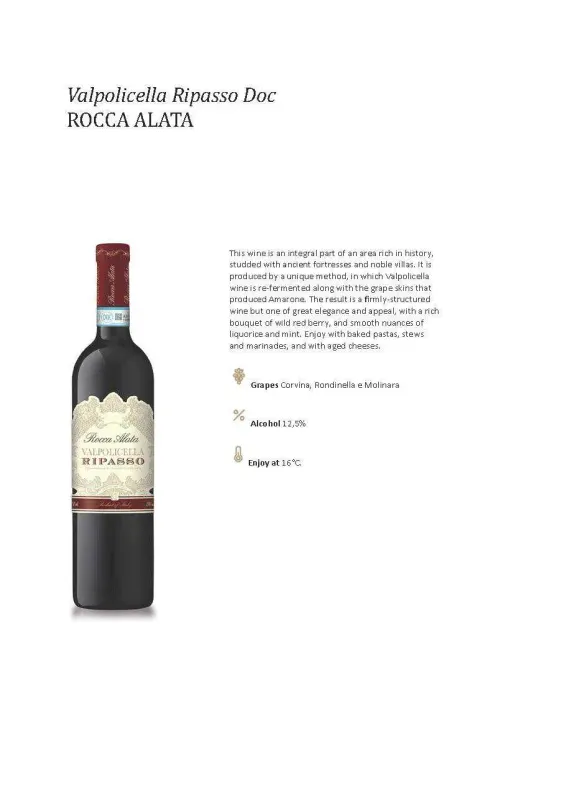 RIPASSO VALPOLICELLA SUPERIORE DOC ROCCA ALATA 0,75L ABV 13%
