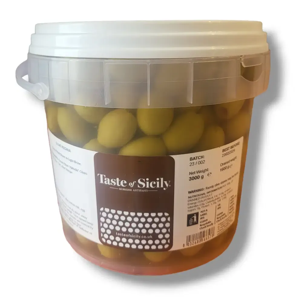 PITTED HALKIDIKI "REGINA" OLIVES - 3kg (1.5kg Net)