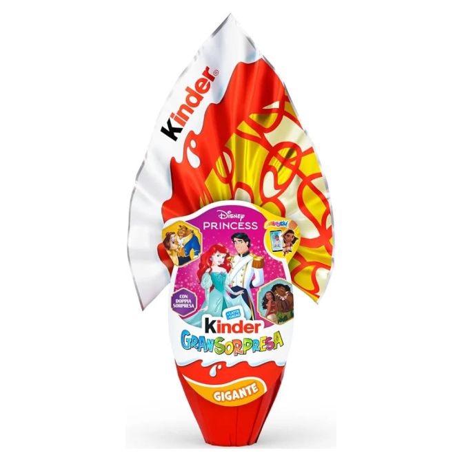 Kinder Gran Sorpresa Giant Easter Egg “Disney Princess” – 320g Milk Chocolate Egg with Surprise Toy