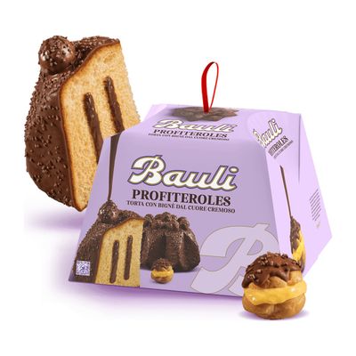 Bauli Profiteroles Cake 820g, cake and original Bauli packaging