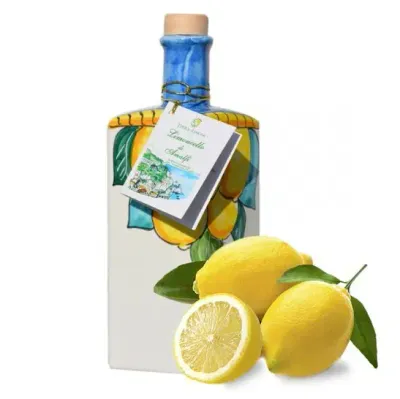 LIMONCELLO COSTA D'AMALFI IGP IN HAND PAINTED CERAMIC - 0,50L (ABV) 25%