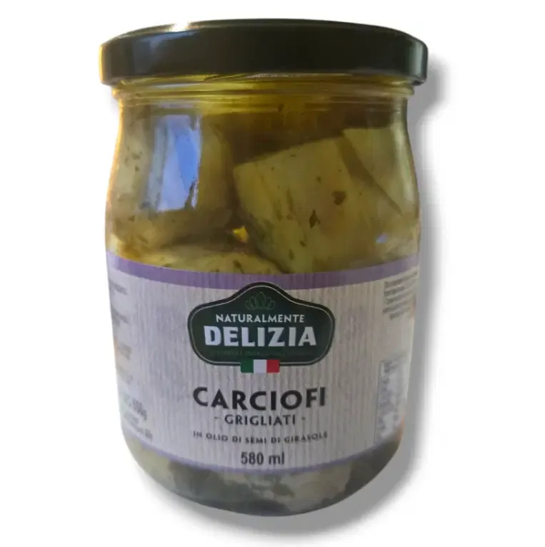 CARCIOFI ROMANA WHOLE ARTICHOKES IN OIL GLASS JAR - 580ml