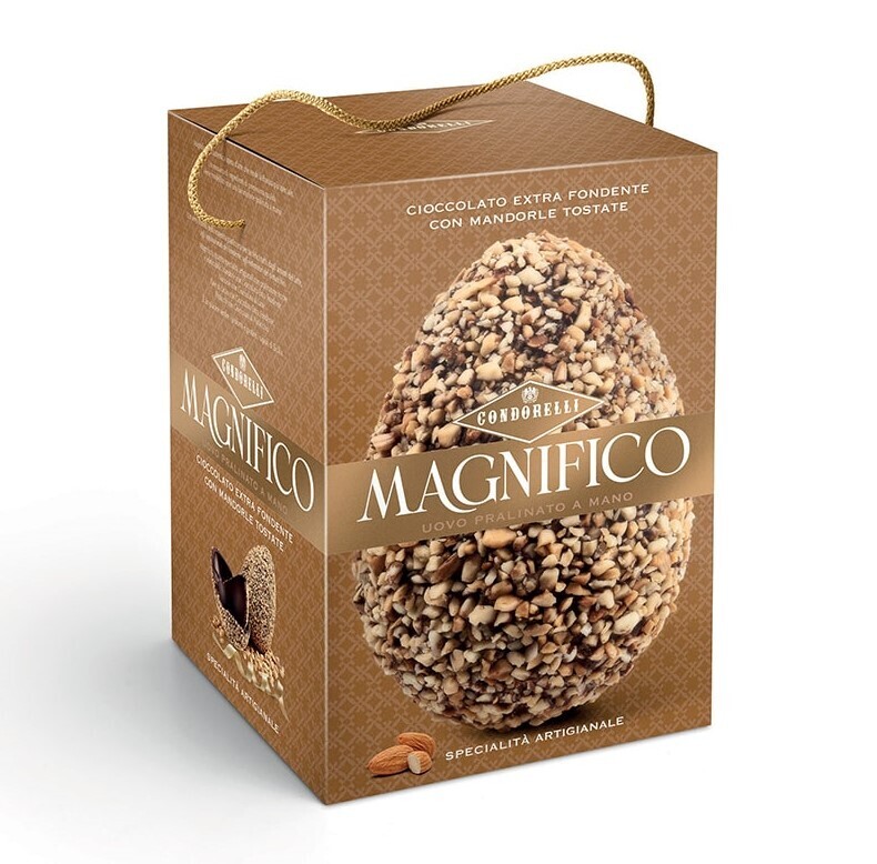 Condorelli Dark Chocolate Easter Egg with Toasted Almonds – 230g Italian Gourmet Easter Egg