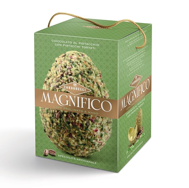 Condorelli Pistachio Chocolate Easter Egg with Crushed Toasted Pistachios – 230g Sicilian Gourmet Easter Egg
