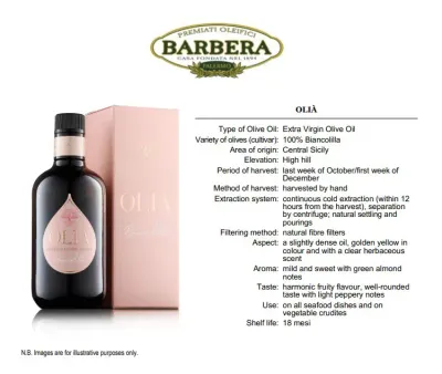 OLIÀ Extra Virgin Olive Oil - Monocultivar Biancolilla - 500ml