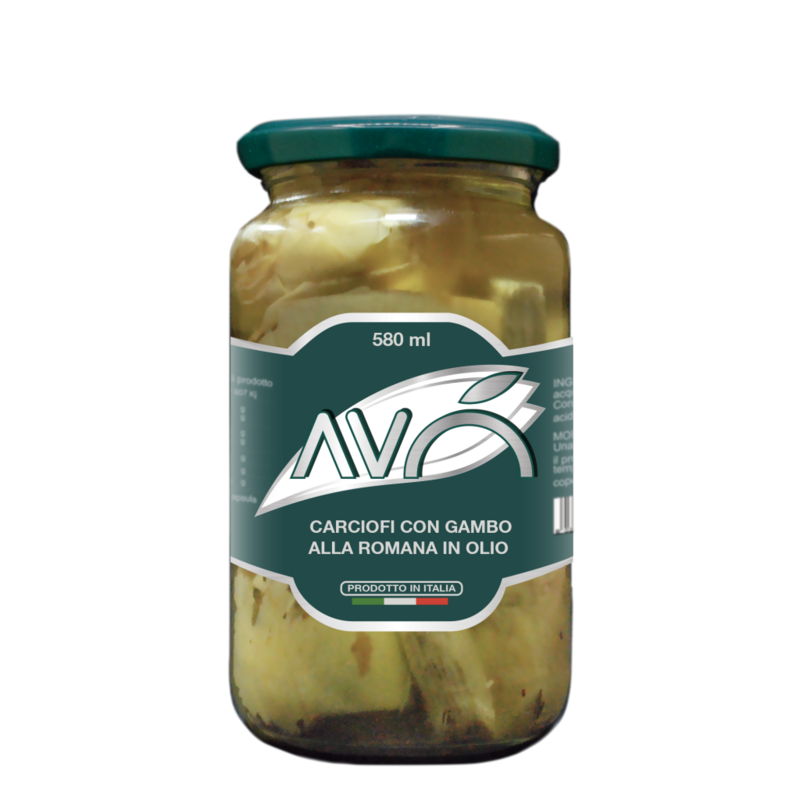CARCIOFI ARTICHOKE HEARTS SUNFLOWER OIL GLASS JAR - 580gr