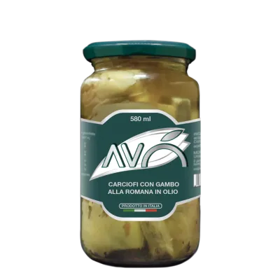 CARCIOFI ARTICHOKE HEARTS SUNFLOWER OIL GLASS JAR - 580gr