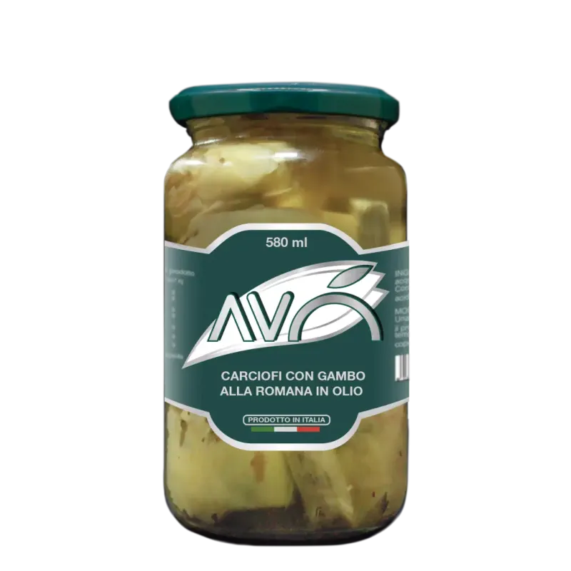 CARCIOFI ARTICHOKE HEARTS SUNFLOWER OIL GLASS JAR - 580gr