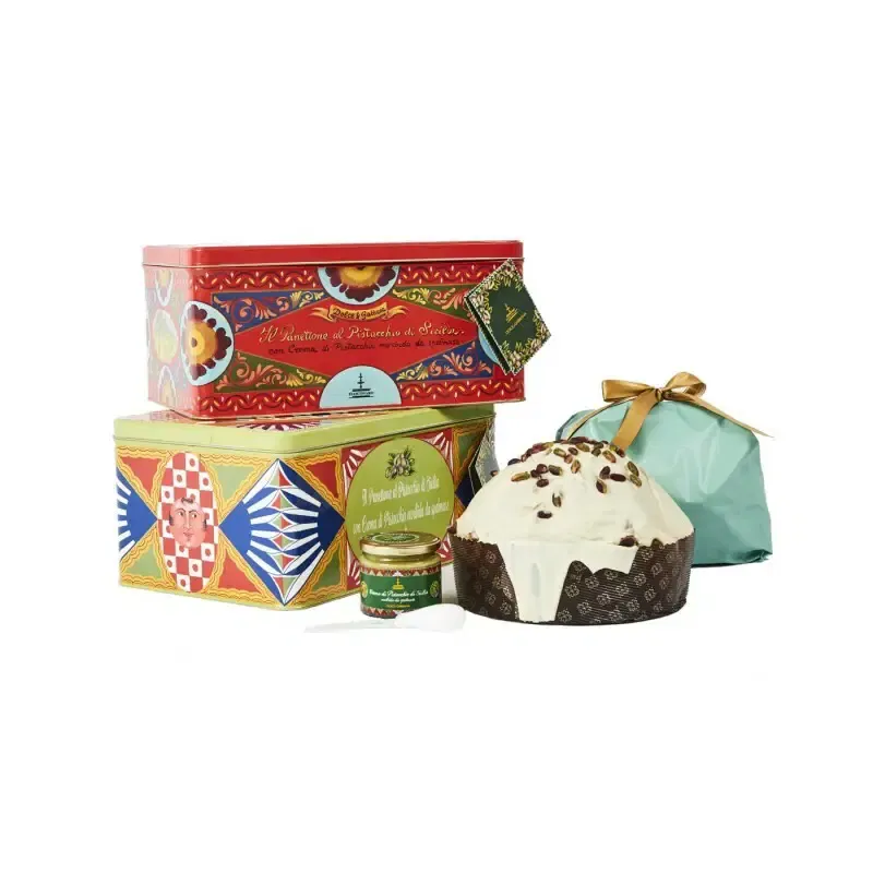Dolce &amp; Gabbana Panettone al Pistacchio di Sicilia – Gift Set RED (800g Panettone + 200g Pistachio Cream + Knife + Gift Bag)