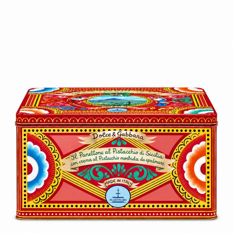 Dolce &amp; Gabbana Panettone al Pistacchio di Sicilia – Gift Set RED (800g Panettone + 200g Pistachio Cream + Knife + Gift Bag)