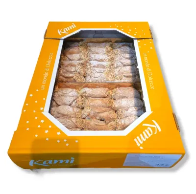 SICILIAN CANNOLI WITH PISTACHIO &amp; CHOPPED HAZELNUTS - Kami Dolciaria 46pc Avg - (2x750gr) -1.5kg