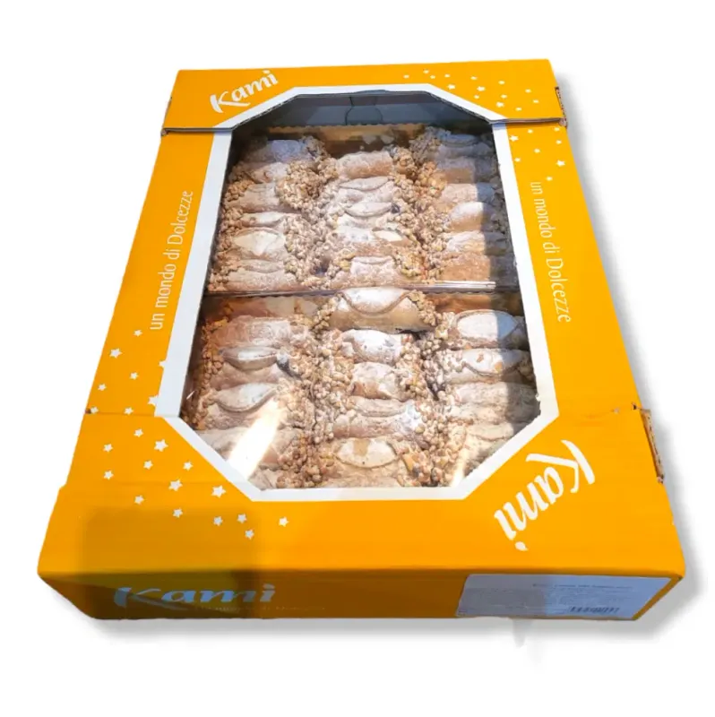 SICILIAN CANNOLI WITH HAZELNUT CHOCOLATE CREAM &amp; CHOPPED HAZELNUTS - Kami Dolciaria 46pc Avg - (2x750gr) -1.5kg