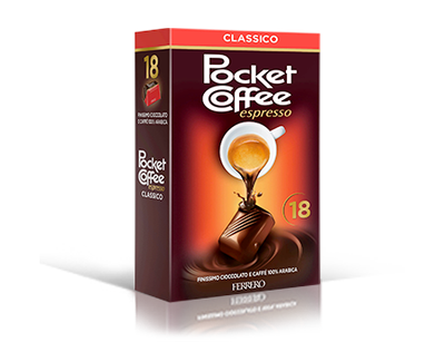 Ferrero Pocket Coffee Classico, box of 18 espresso-filled chocolates, 225g