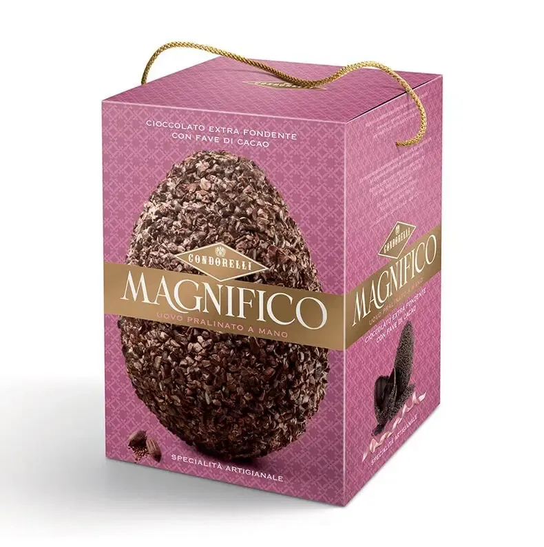 Condorelli Dark Chocolate Easter Egg with Crushed Cocoa Beans – 230g Italian Gourmet Easter Egg