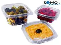300x HINGED CLEAR RECTANGULAR SALAD BOX 375cc