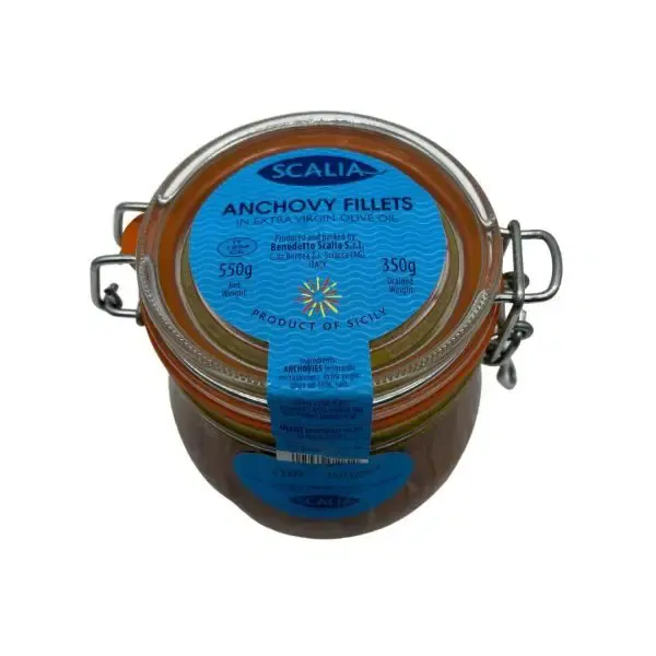 SICILIAN ANCHOVY FILLETS IN EXTRA VIRGIN OLIVE OIL - Scalia 550gr
