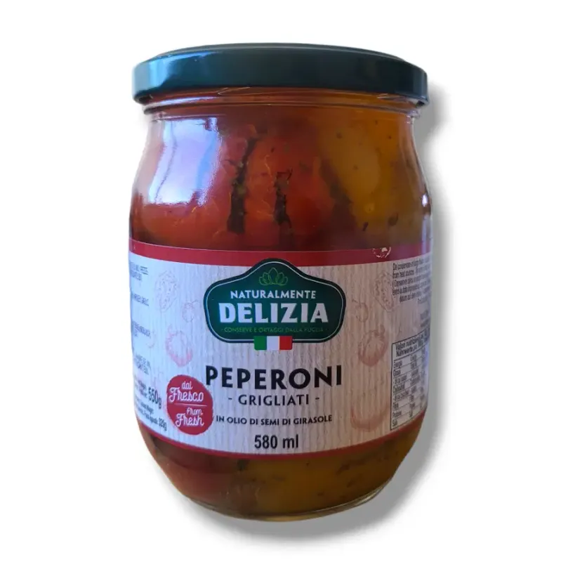 PEPERONI GRIGLIATI (Grilled Red &amp; Yellow Peppers)  IN SUNFLOWER OIL - Delizia 580ml