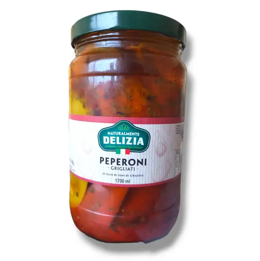 PEPERONI GRIGLIATI (Grilled Red &amp; Yellow Peppers)  IN SUNFLOWER OIL - Delizia 1700ml