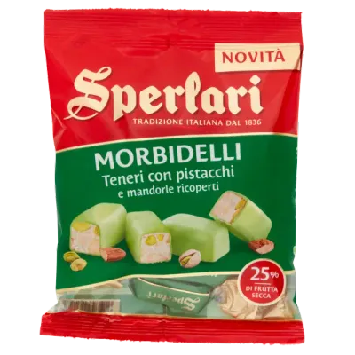 Sperlari Morbidelli Teneri Pistachio e Mandorle Ricoperte – 117g