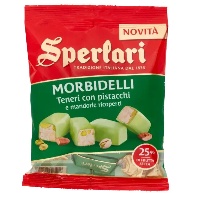 Sperlari Morbidelli Teneri Pistachio e Mandorle Ricoperte – 117g