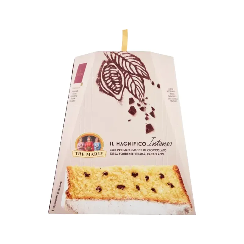 Tre Marie Magnifico Intenso chocolate chip pandoro 1kg in a cream gift box with cocoa pod artwork