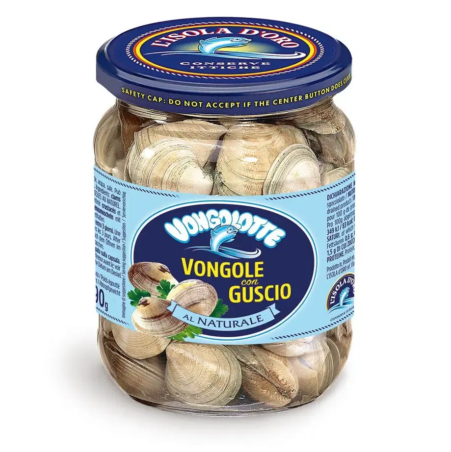 BABY CLAMS WITH SHELL IN BRINE (Vongole con guscio) Jar - L'isola Dora 700gr