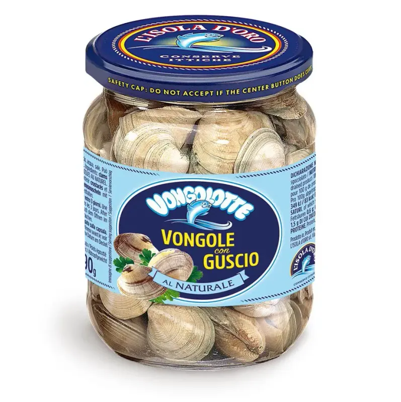 BABY CLAMS WITH SHELL IN BRINE (Vongole con guscio) Jar - L'isola Dora 700gr
