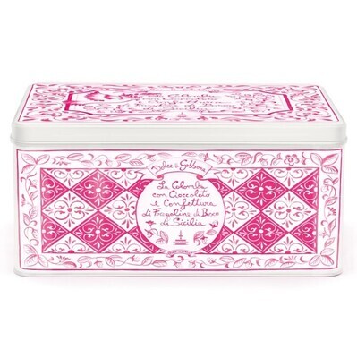 Dolce &amp; Gabbana La Colomba with Chocolate &amp; Sicilian Wild Strawberry Jam – 1kg Luxury Italian Easter Cake (Pink Designer Tin)