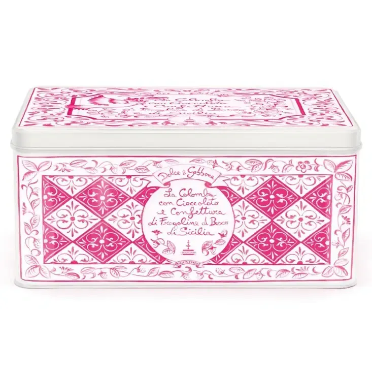 Dolce &amp; Gabbana La Colomba with Chocolate &amp; Sicilian Wild Strawberry Jam – 1kg Luxury Italian Easter Cake (Pink Designer Tin)