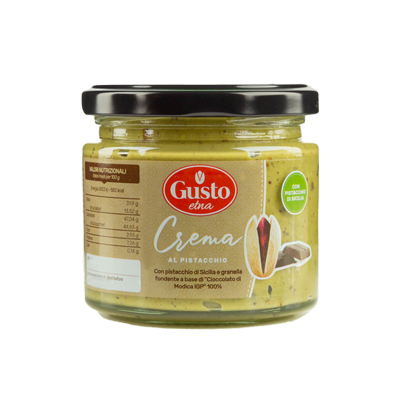 Pistachio Cream with Chocolate Flakes – Gusto Etna 190g Pistachio Cream with Chocolate Flakes – Gusto Etna 190g