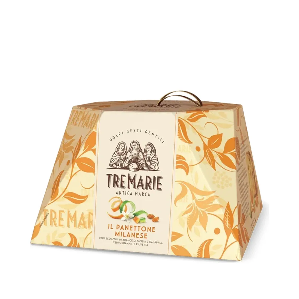 Tre Marie Panettone Milanese 1kg Italian Christmas cake in a cream and orange gift box