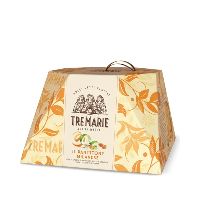 Tre Marie Panettone Milanese 1kg Italian Christmas cake in a cream and orange gift box