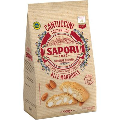 Sapori Cantuccini Toscani IGP almond biscuits in the 100g paper bag