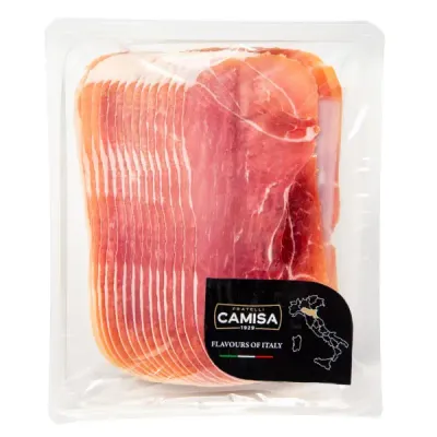 Sliced Prosciutto Crudo – 500g Italian Air-Cured Ham Camisa (Pre-Sliced) Sliced Prosciutto Crudo – 500g Italian Air-Cured Ham Camisa (Pre-Sliced)