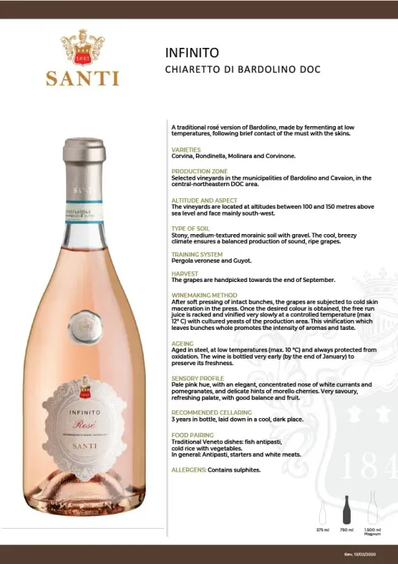 Santi Infinito Chiaretto Bardolino DOC Rosé 75cl (11% ABV)