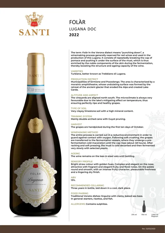 Santi Folàr Lugana DOC 2022 White Wine 75cl (13% ABV)
