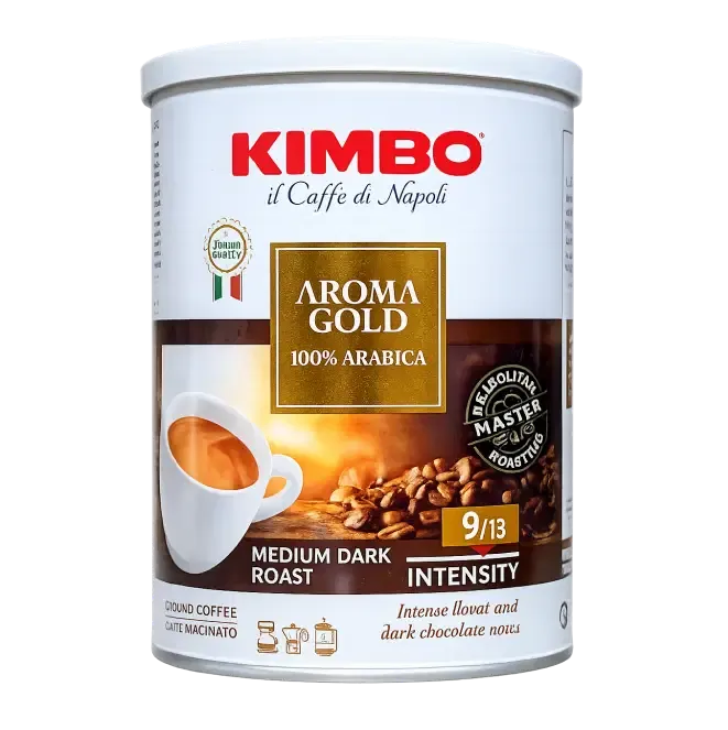 Kimbo Aroma Gold 100% Arabica Ground Coffee Tin - 250g