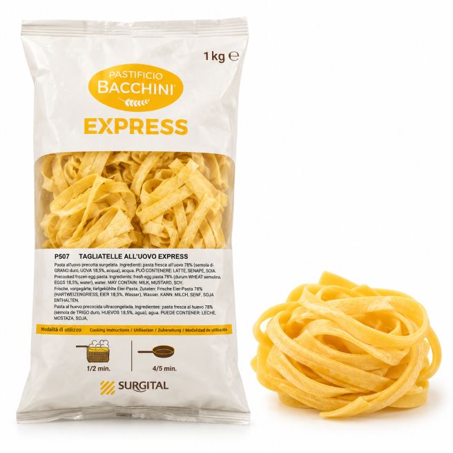Surgital Bacchini Tagliatelle all'Uovo Express 1kg with pasta nest