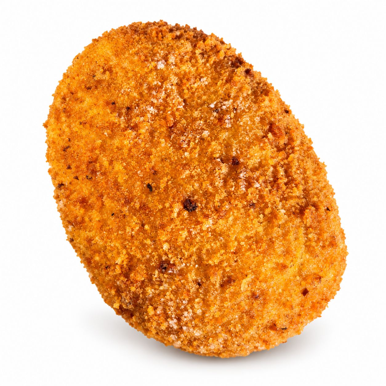 Golden breadcrumb-coated Gorgonzola and walnut Sicilian arancino, 220g, on a white background