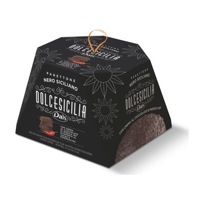 Dais Nero Siciliano Modica Chocolate Panettone 800g Dais Nero Siciliano Modica chocolate panettone 800g in its black Dolce Sicilia gift box