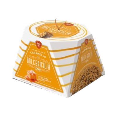 Dais Salted Caramel Panettone 800g Dais Dolce Sicilia salted caramel panettone 800g in its gold and white gift box