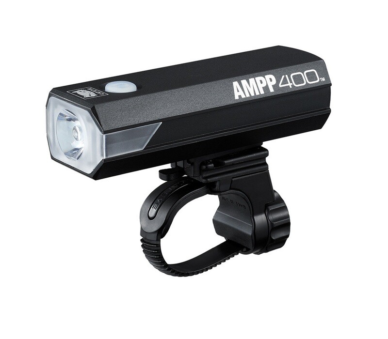 Cateye Ampp 400 Light with optional Stainless Steel fork bracket for Brompton