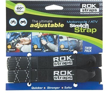 Rok straps Motorcycle stretch straps 25mm black reflective L=50-150cm, 65&quot; stretched