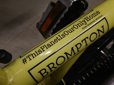 Eerder metaal transparant sticker #ThisPlanetIsOurOnlyHome / Pedal more, car less, care more. size Large