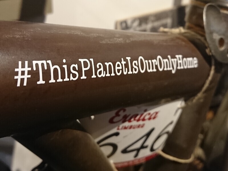 Eerder metaal die cut sticker #ThisPlanetIsOurOnlyHome large