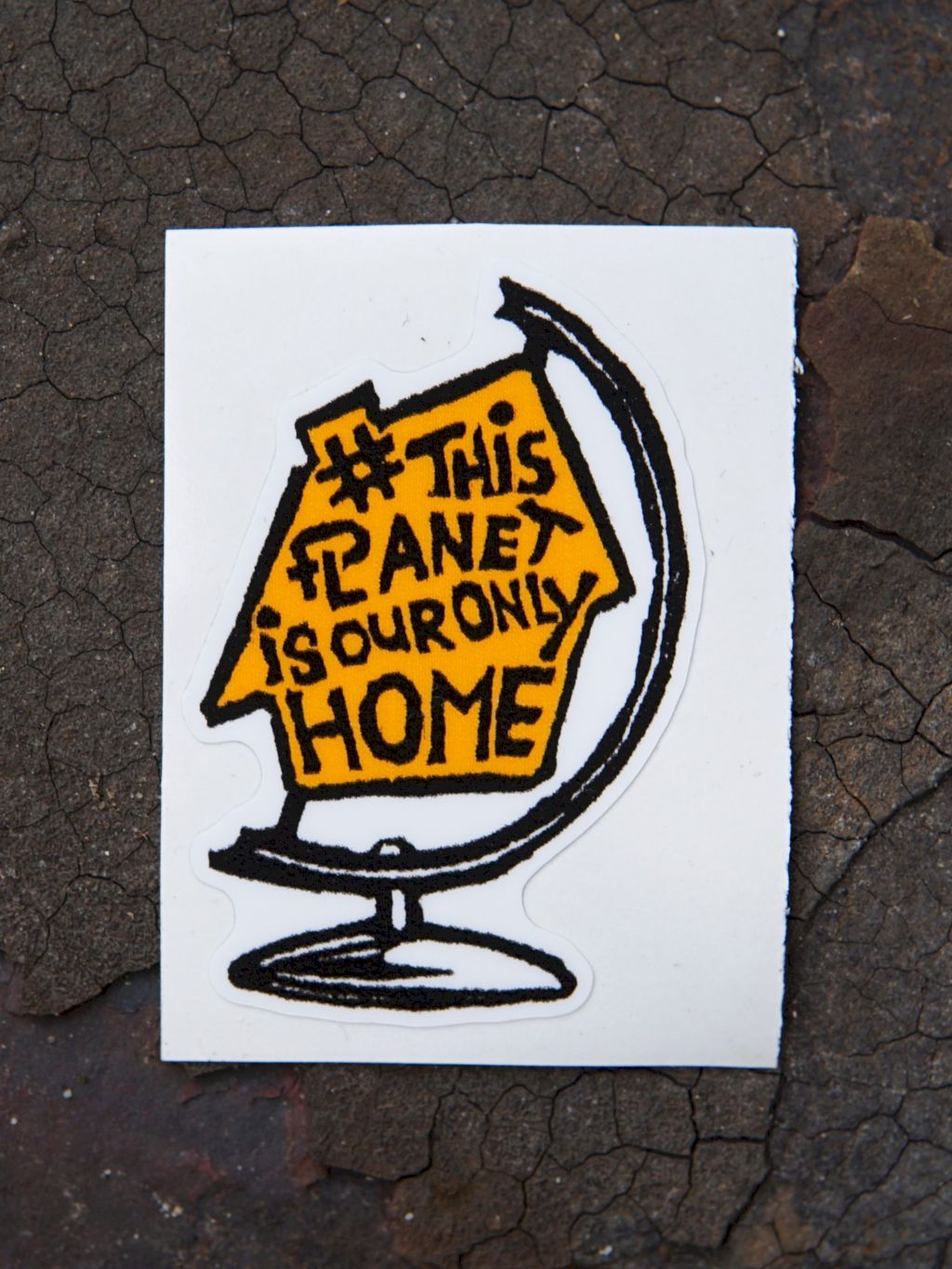 Eerder metaal sticker #ThisPlanetIsOurOnlyHome , Globe