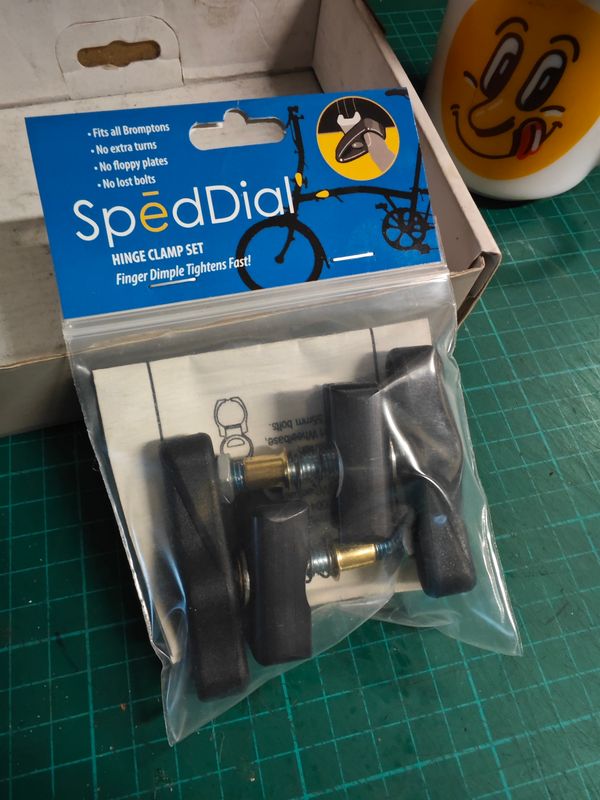 SpedDial third gen. hinge clamps kit for Brompton with Brompton lever and custom spring 