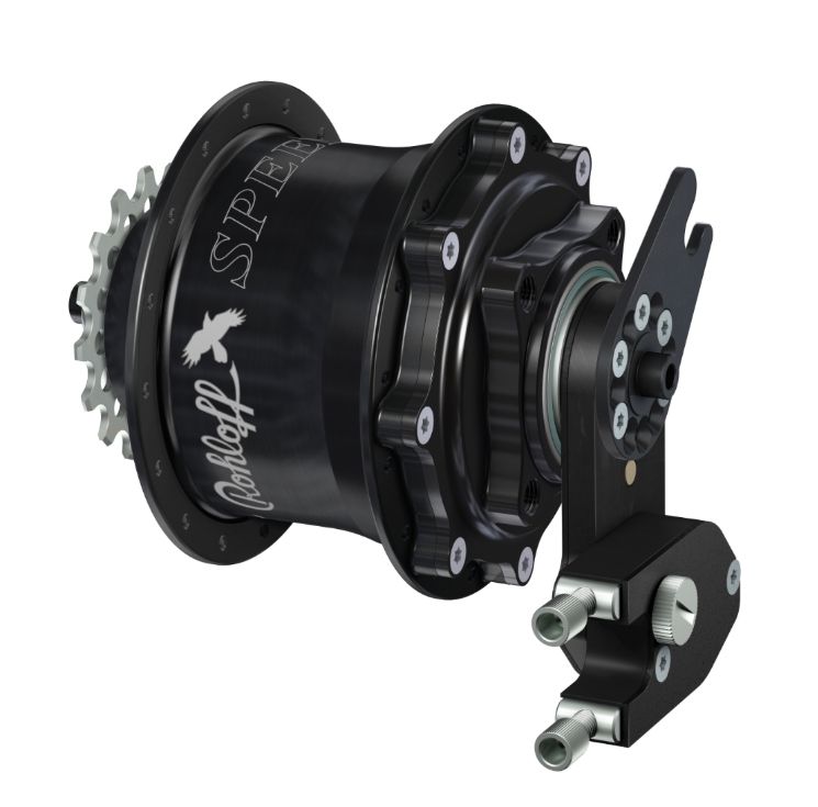 Rohloff Speedhub CC DB, OEM2 torque arm, black or silver anodised, 32 spoke holes