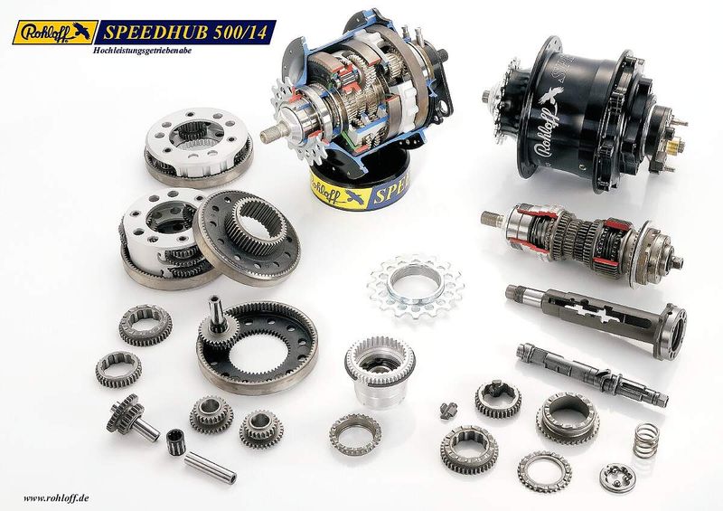 Rohloff Speedhub CC DB, OEM2 torque arm, black or silver anodised, 32 spoke holes