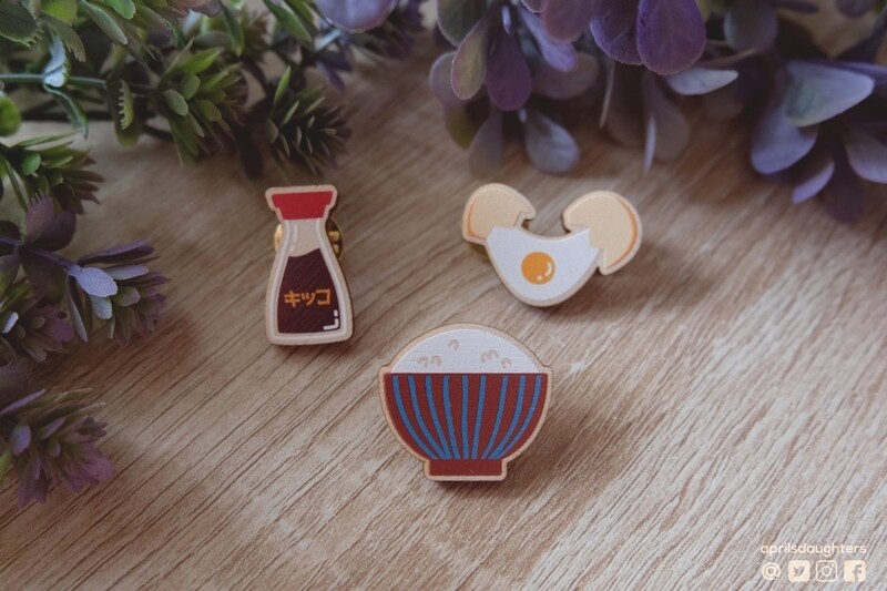 Egg &amp; Rice | Wood Pins set